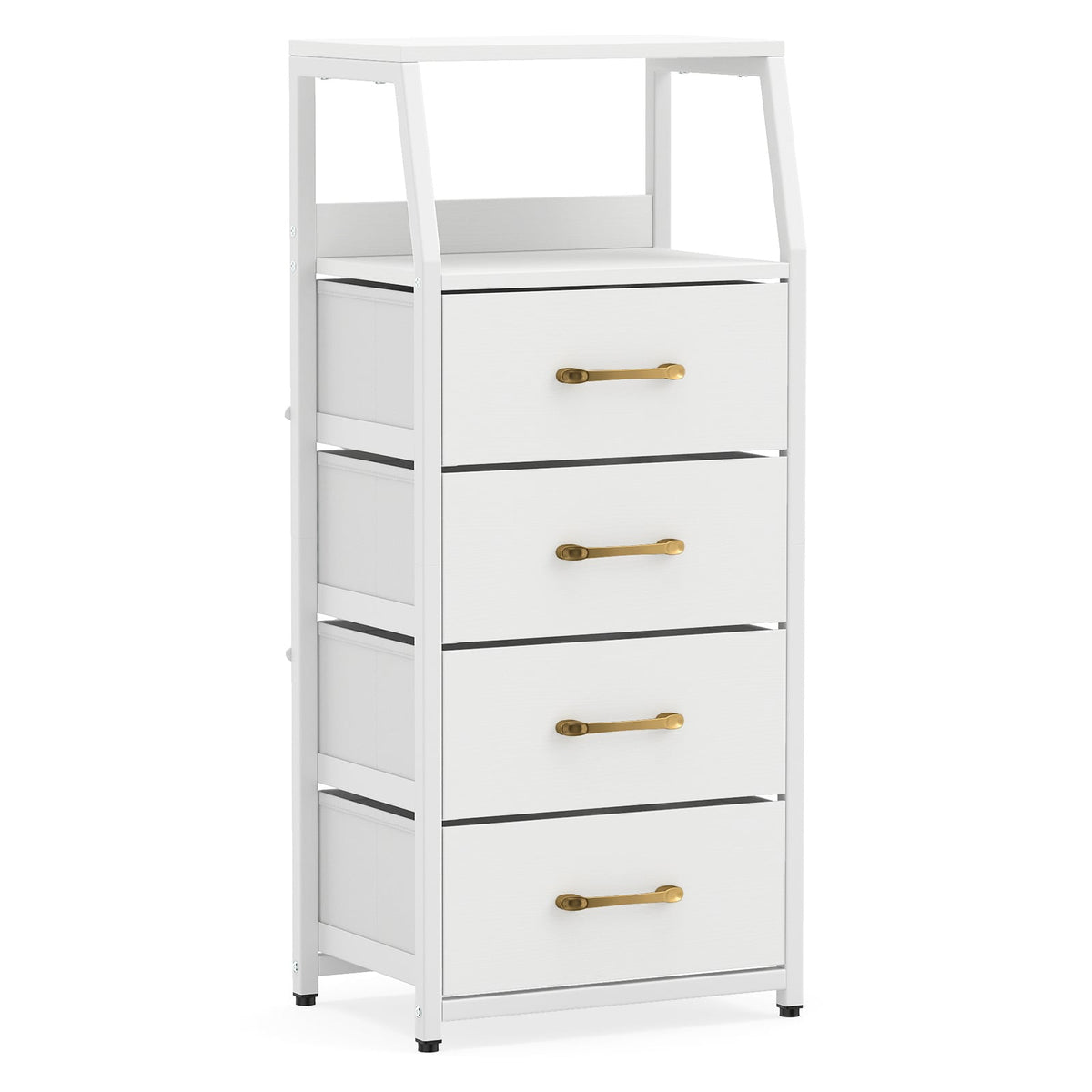 4-Drawer Storage Cabinet with Detachable and Foldable Fabric Drawers-White