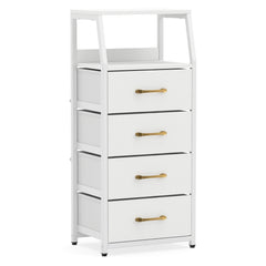 4-Drawer Storage Cabinet with Detachable and Foldable Fabric Drawers-White