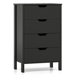 4-Drawer Wooden Tall Utility Storage Dresser with Anti-Toppling Kits for Bedroom-Black
