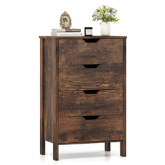 4-Drawer Wooden Tall Utility Storage Dresser in Rustic Brown