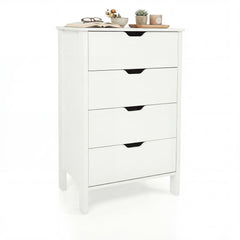4-Drawer Wooden Tall Utility Storage Dresser with Anti-Toppling Kits for Bedroom-White