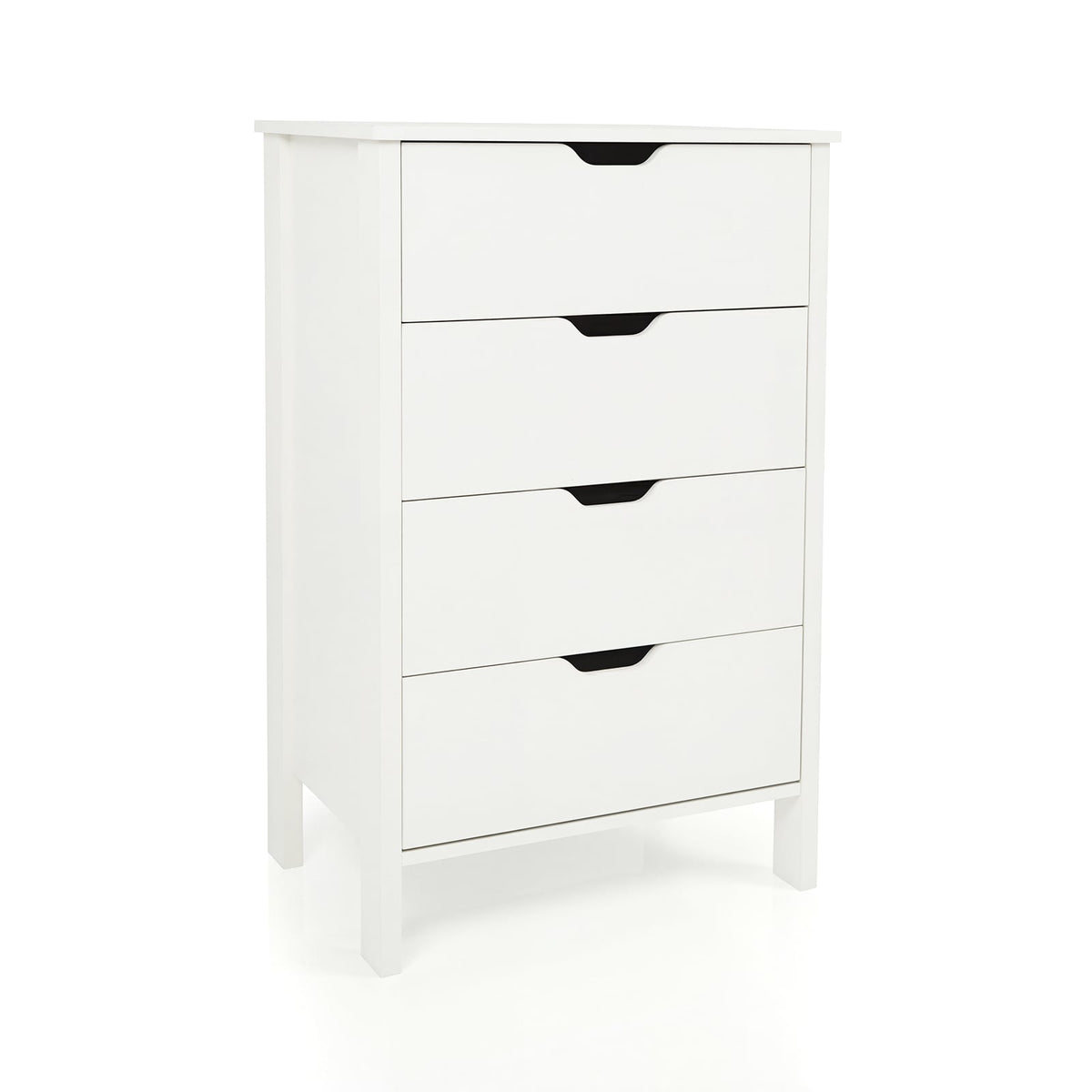 4-Drawer Wooden Tall Utility Storage Dresser with Anti-Toppling Kits for Bedroom-White