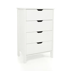 4-Drawer Wooden Tall Utility Storage Dresser with Anti-Toppling Kits for Bedroom-White