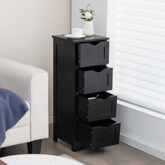 4 Drawers Bathroom Floor Cabinet with Curved Handle-Black