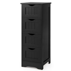 4 Drawers Bathroom Floor Cabinet with Curved Handle-Black