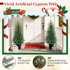 4 FT Pre-lit Christmas Trees Potted Entrance Xmas Trees with 70 Warm White LED Lights