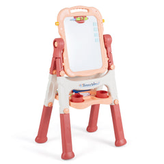 4-In-1 Double Side Easel for Toddler with Magnetic Chalkboard-Peach