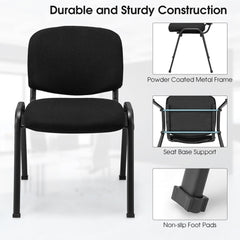 Front view of a black conference chair highlighting its durable construction