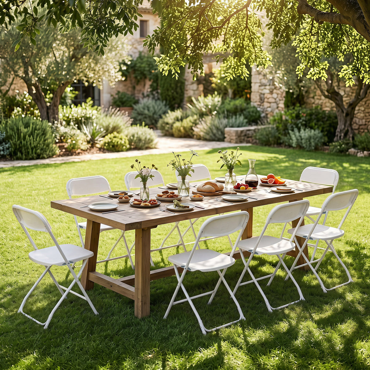 4 Pack Folding Chairs with Heavy Duty Metal Frame for Home-White