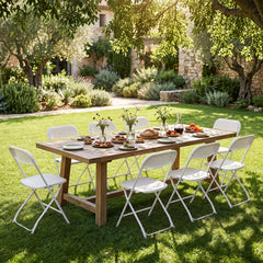 4 Pack Folding Chairs with Heavy Duty Metal Frame for Home-White