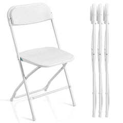 4 Pack Folding Chairs with Heavy Duty Metal Frame for Home-White