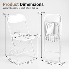 4 Pack Folding Chairs with Heavy Duty Metal Frame for Home-White