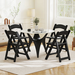 4 Pack Resin Folding Chairs with Padded Seat Cushion-Black