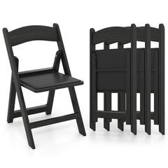 4 Pack Resin Folding Chairs with Padded Seat Cushion-Black