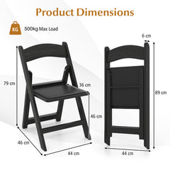4 Pack Resin Folding Chairs with Padded Seat Cushion-Black