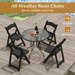 4 Pack Resin Folding Chairs with Padded Seat Cushion-Black