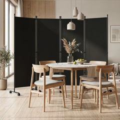 4-Panel Room Divider 173 CM Tall Folding Privacy Screen-Black