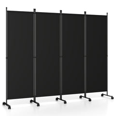 4-Panel Room Divider 173 CM Tall Folding Privacy Screen-Black