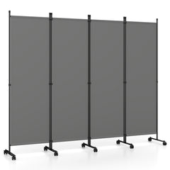4-Panel Room Divider 173 CM Tall Folding Privacy Screen-Grey