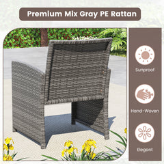4 Piece Patio Conversation Set Rattan Chair Loveseat and Table Set with Seat Cushions-Grey