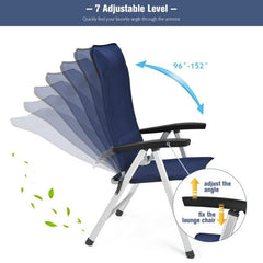 The outdoor chaise lounges demonstrating the adjustable backrest positions with an arrow graphic