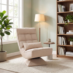4-Position Adjustable Floor Chair with Swivel Base-Beige