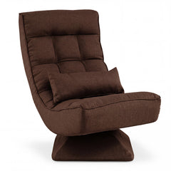 4-Position Adjustable Floor Chair with Swivel Base-Brown