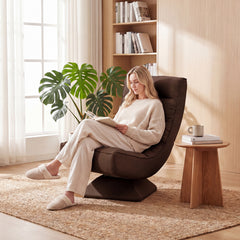 4-Position Adjustable Floor Chair with Swivel Base-Brown