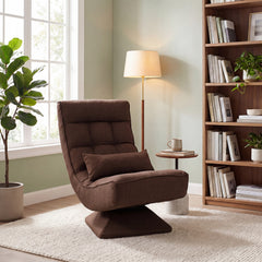 4-Position Adjustable Floor Chair with Swivel Base-Brown