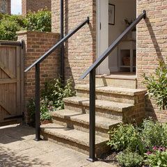 4 Step Wall Mount Stair Handrail Heavy-Duty Adjustable Galvanized Steel Railing with Installation Kit for Concrete