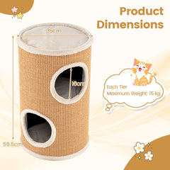 4-Story Cat Condo with Sisal Scratching Pad and Napping Plush Bed-Brown