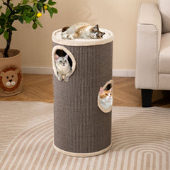 4-Story Cat Condo with Sisal Scratching Pad for Indoor Cats-Grey