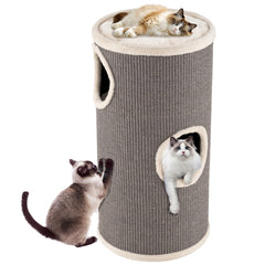 4-Story Cat Condo with Sisal Scratching Pad for Indoor Cats-Grey