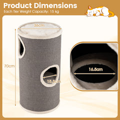4-Story Cat Condo with Sisal Scratching Pad for Indoor Cats-Grey