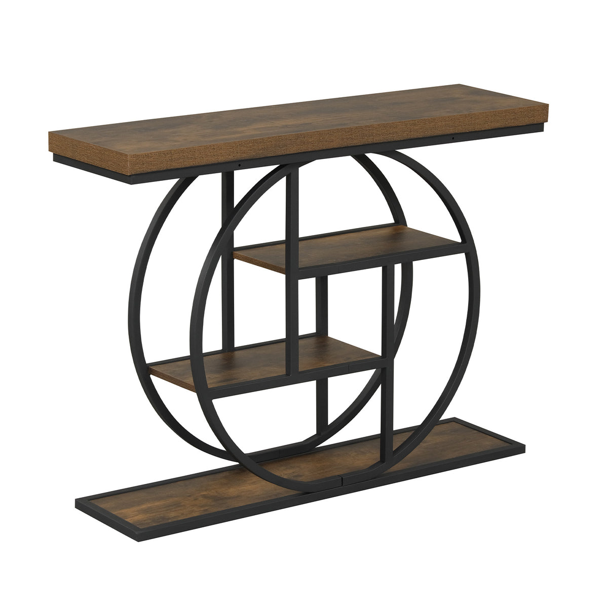 4-Tier Console Table 105CM Entryway Table with Storage Shelves-Rustic Brown