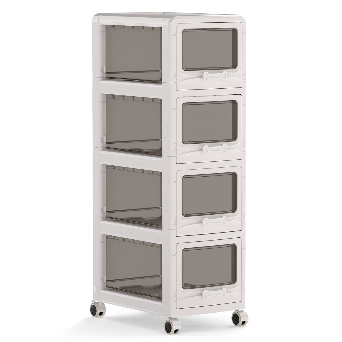 4-Tier Plastic Drawer Storage Organizer Rolling Cart with 4 Drawers