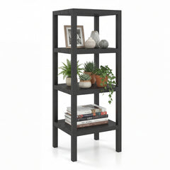 4-Tier Plastic Storage Shelf Freestanding Utility Rack-Black