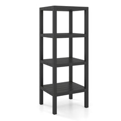 4-Tier Plastic Storage Shelf Freestanding Utility Rack-Black