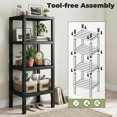 4-Tier Plastic Storage Shelf Freestanding Utility Rack-Black