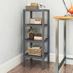 4-Tier Plastic Storage Shelf Freestanding Utility Rack-Grey