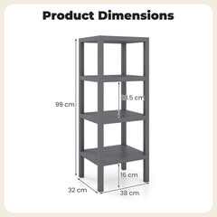 4-Tier Plastic Storage Shelf Freestanding Utility Rack-Grey