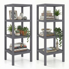 4-Tier Plastic Storage Shelf Freestanding Utility Rack-Grey