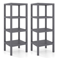 4-Tier Plastic Storage Shelf Freestanding Utility Rack-Grey