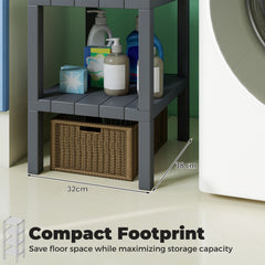 4-Tier Plastic Storage Shelf Freestanding Utility Rack-Grey