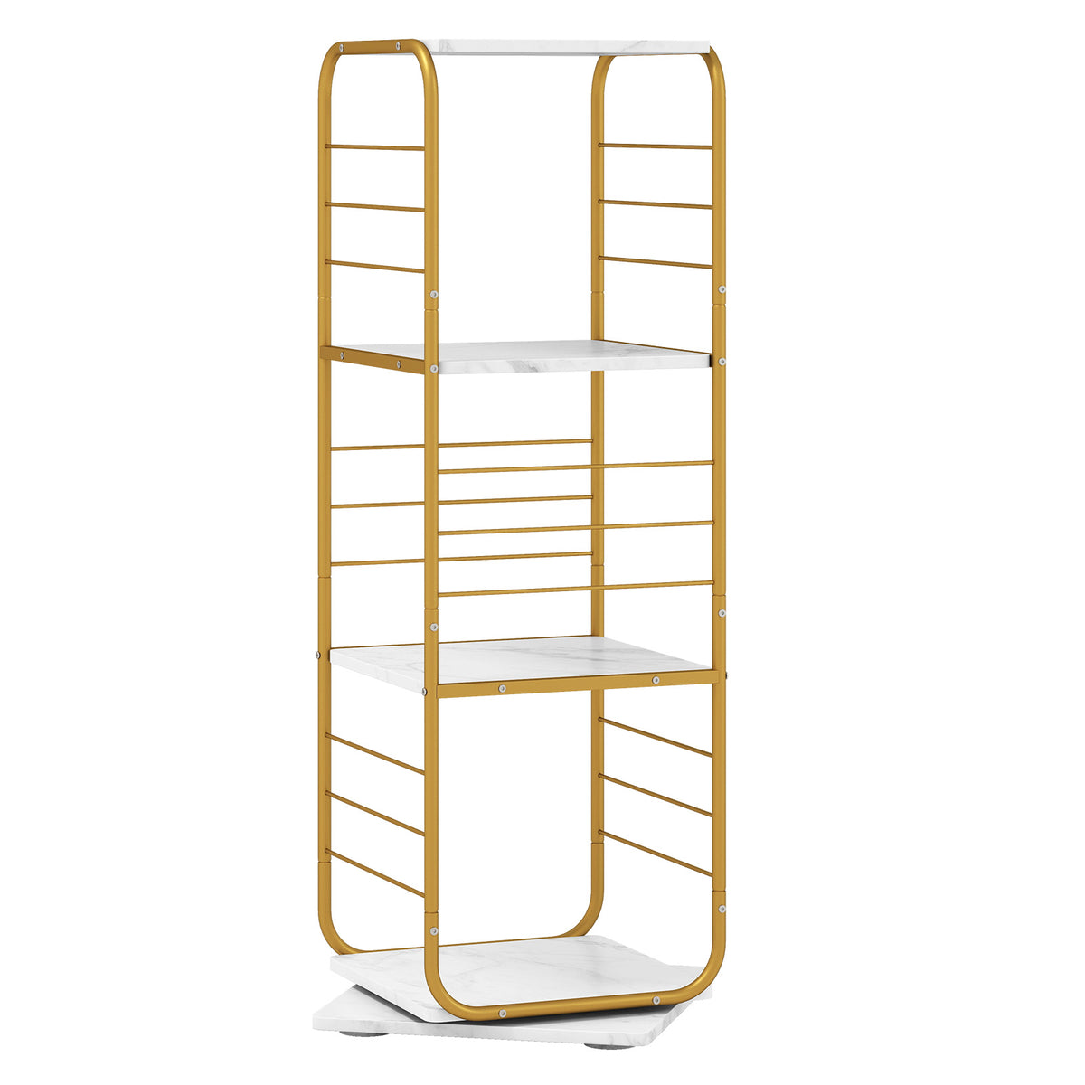 4-Tier Rotating Bookshelf 360° Spinning Bookcase Tower-Golden