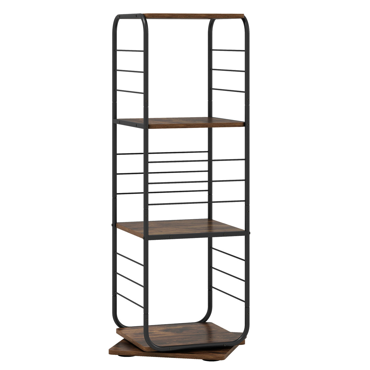 4-Tier Rotating Bookshelf 360° Spinning Bookcase Tower-Rustic Brown