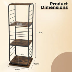 4-Tier Rotating Bookshelf 360° Spinning Bookcase Tower-Rustic Brown