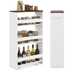 4-Tier Slim Storage Cart with Open Shelves for Kitchen-Rustic Brown