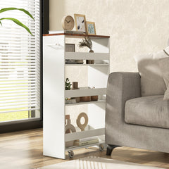 4-Tier Slim Storage Cart with Open Shelves for Kitchen-Rustic Brown