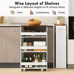 4-Tier Slim Storage Cart with Open Shelves for Kitchen-Rustic Brown
